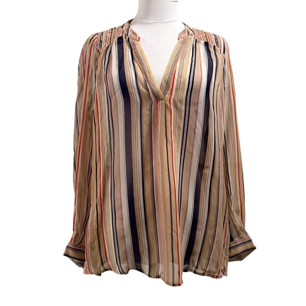 Joie 100% Silk Sheer Striped Long Sleeve Blouse Small Boho Office Work Luxury